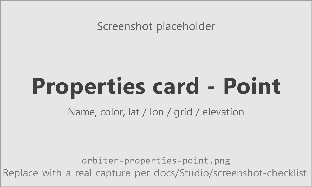 Properties card — Point